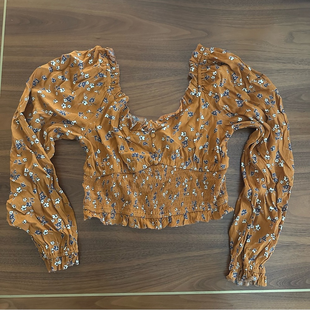 Elodie Mustard Floral Smocked Blouse